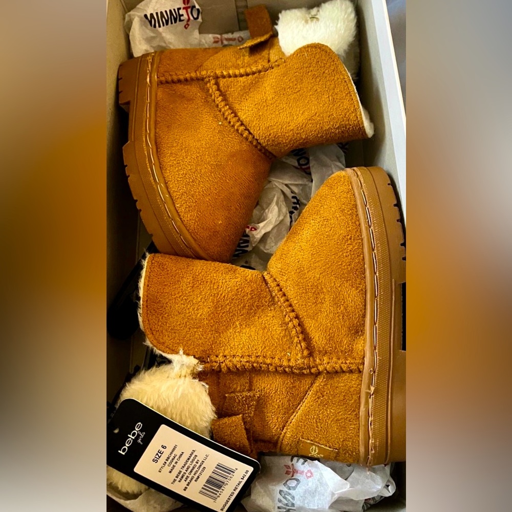 ✨ NEW✨ Bebe Mid-Calf W/Faux Fur Boots (Cognac), TD Size 6C - $25